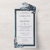 Blue Marble Elegant Wedding All In One Einladung (Innen Boden)