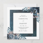 Blue Marble Elegant Wedding Einladung (Vorderseite)