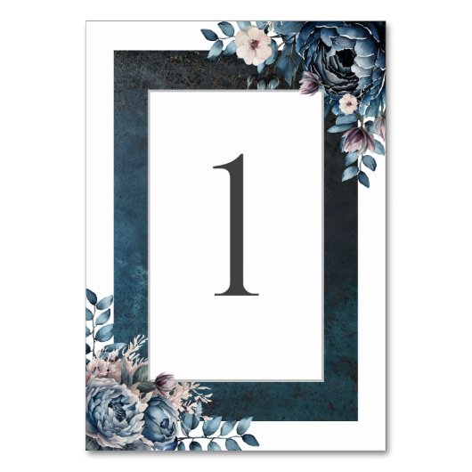 Blue Marble Elegant Wedding Tischnummer (Vorderseite)