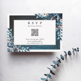 Blue Marble Elegant Wedding UAWG QR Code RSVP Karte