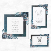 Blue Marble Elegant Wedding UAWG QR Code RSVP Karte
