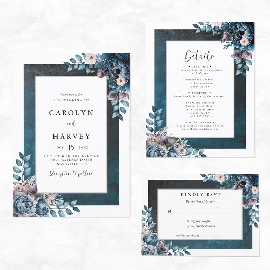 Blue Marble Elegante Wedding Details