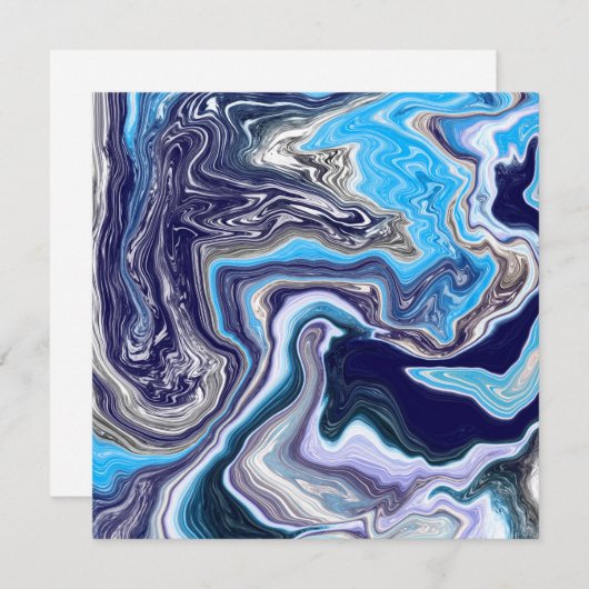 Blue Marble Fluid Art Einladung (Vorne/Hinten)