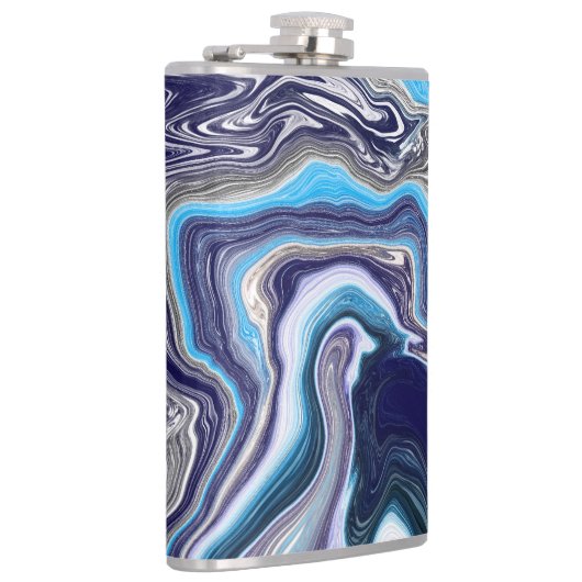 Blue Marble Fluid Art Flachmann (Rechts)