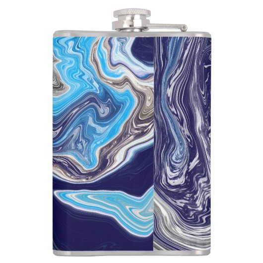 Blue Marble Fluid Art Flachmann (Rückseite)
