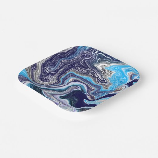 Blue Marble Fluid Art Geburtstag Pappteller (Gewinkelt)