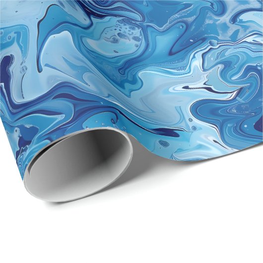 Blue Marble Fluid Art Geschenkpapier (Rolleneckpunkt)