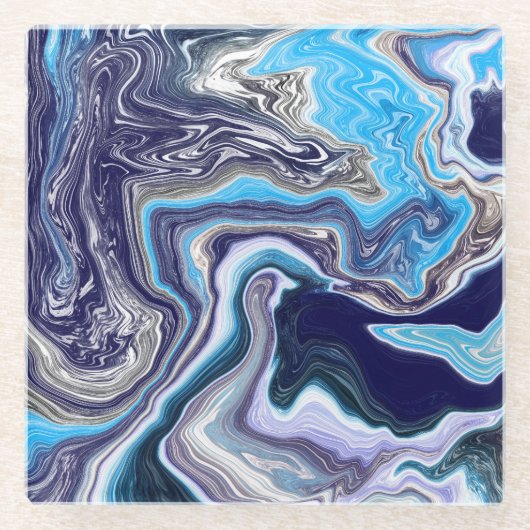 Blue Marble Fluid Art Glasuntersetzer (Vorderseite)