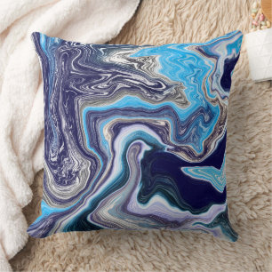 Blue Marble Fluid Art Kissen
