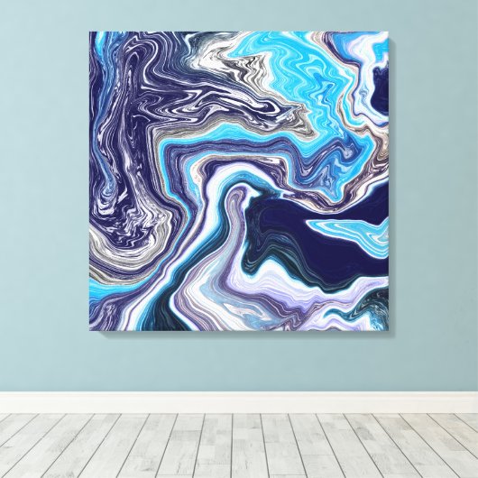Blue Marble Fluid Art Leinwanddruck (Insitu (Holzboden))