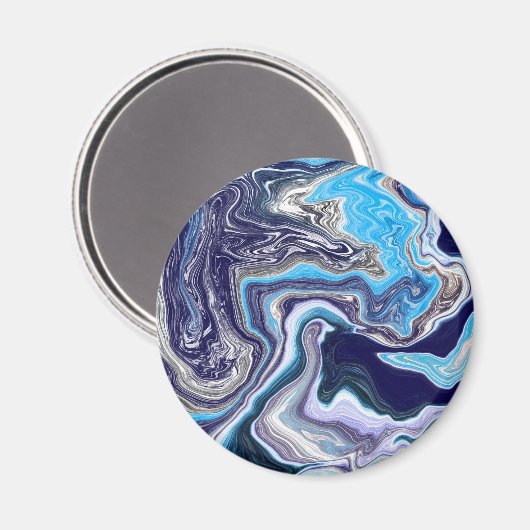 Blue Marble Fluid Art Magnet (Vorderseite/Rückseite)