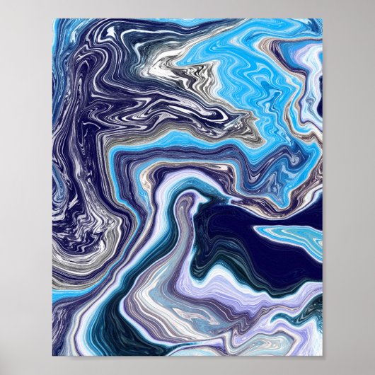 Blue Marble Fluid Art Poster (Vorne)