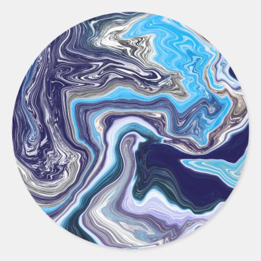 Blue Marble Fluid Art Runder Aufkleber (Vorderseite)