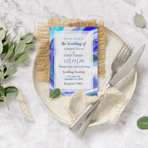 Blue Marble Fluid Art Wedding Einladung