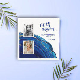 Blue Marble Glitzer 2 Foto Geburtstagsparty Serviette