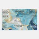 Blue Marble & Gold Glitter Cosmetics Bottle Label Rechteckiger Aufkleber (Vorderseite)