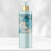 Blue Marble & Gold Glitter Cosmetics Bottle Label Rechteckiger Aufkleber