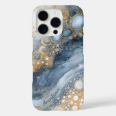 Blue Marble Gold Glitzer Personalisiert Case-Mate iPhone Hülle (Rückseite)