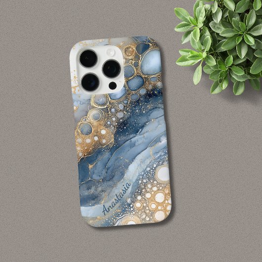 Blue Marble Gold Glitzer Personalisiert Case-Mate iPhone Hülle