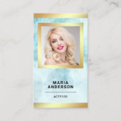 Blue Marble Gold Model Acress QR Code Foto Visitenkarte (Vorderseite)