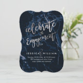 Blue Marble+Imitats Silver Verlobung Einladung (Stehend Vorderseite)