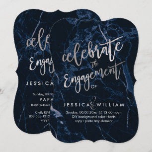 Blue Marble+Imitats Silver Verlobung Einladung