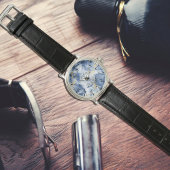 Blue Marble Men Watch mit arabischen Zahlen Armbanduhr