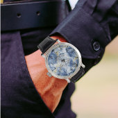 Blue Marble Men Watch mit arabischen Zahlen Armbanduhr