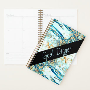 Blue Marble Metallic Gold Aqua Cobalt Boss Beauty Planer