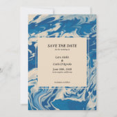 Blue Marble Modern Costal Wedding Save The Date (Vorderseite)