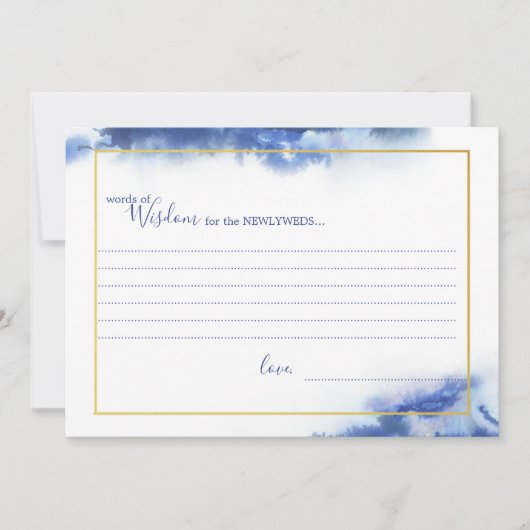 Blue Marble Ombre Gold Frame Wedding Wisdom Cards Ankündigung (Vorderseite)