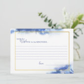 Blue Marble Ombre Gold Frame Wedding Wisdom Cards Ankündigung (Stehend Vorderseite)