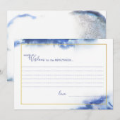 Blue Marble Ombre Gold Frame Wedding Wisdom Cards Ankündigung (Vorne/Hinten)