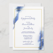 Blue Marble Ombre Gold Wedding Engagement Party Einladung (Vorderseite)