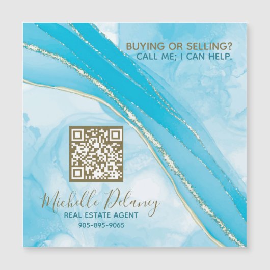 Blue Marble Real Anwesen Agent Promo Magnet QR Cod (Vorderseite)