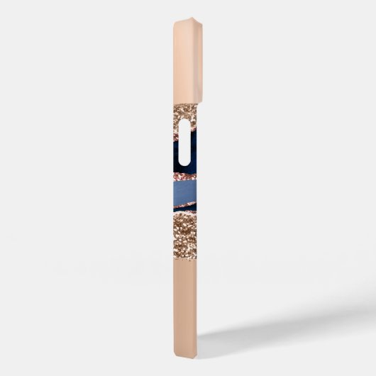 Blue Marble Rose Gold Glitzer Name Case-Mate iPhone Hülle (Rückseite / Rechts)