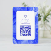 Blue Marble Star David Custom QR Bar Bat Mitzvah Begleitkarte (Stehend Vorderseite)