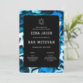 Blue Marble Star von David Custom Bar Bat Mitzvah Einladung (Stehend Vorderseite)