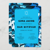 Blue Marble Star von David Custom Bar Bat Mitzvah Einladung (Vorne/Hinten)