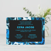 Blue Marble Star von David Custom Bar Bat Mitzvah Einladung (Stehend Vorderseite)