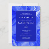 Blue Marble Star von David Custom Bar Bat Mitzvah Einladung (Vorderseite)