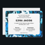 Blue Marble Star von David Custom Bar Bat Mitzvah Einladung<br><div class="desc">Perfekte Karte, um eine Fledermausmitzvah, Bar mitzvah oder andere jüdische Feier anzukündigen! Handgemachte abstrakte Kunst für Sie auf der Vorder- und Rückseite! Vollständig anpassbar! Klicken Sie auf "Personalisieren" oben, um den Text zu bearbeiten. Klicken Sie auf "Bearbeiten mit dem Design-Tool", um die Schriftart, Farben und Platzierungen anzupassen und das Design...</div>