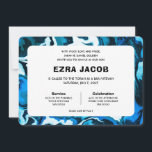 Blue Marble Star von David Custom Bar Bat Mitzvah Einladung<br><div class="desc">Perfekte Karte, um eine Fledermausmitzvah, Bar mitzvah oder andere jüdische Feier anzukündigen! Handgemachte abstrakte Kunst für Sie auf der Vorder- und Rückseite! Vollständig anpassbar! Klicken Sie auf "Personalisieren" oben, um den Text zu bearbeiten. Klicken Sie auf "Bearbeiten mit dem Design-Tool", um die Schriftart, Farben und Platzierungen anzupassen und das Design...</div>