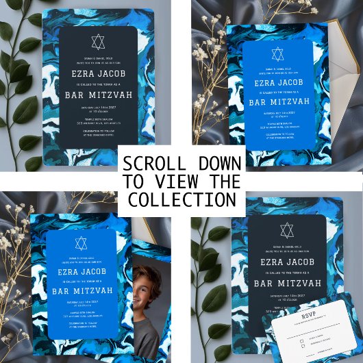 Blue Marble Star von David Custom Bar Bat Mitzvah Einladung