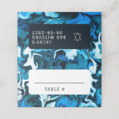 Blue Marble Star von David Custom Bar Bat Mitzvah Platzkarte (Außenseite Aufgefaltet)