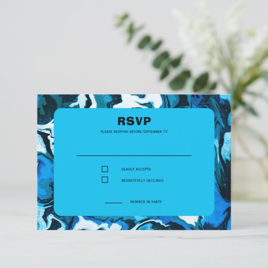 Blue Marble Star von David Custom Bar Bat Mitzvah RSVP Karte (Stehend Vorderseite)