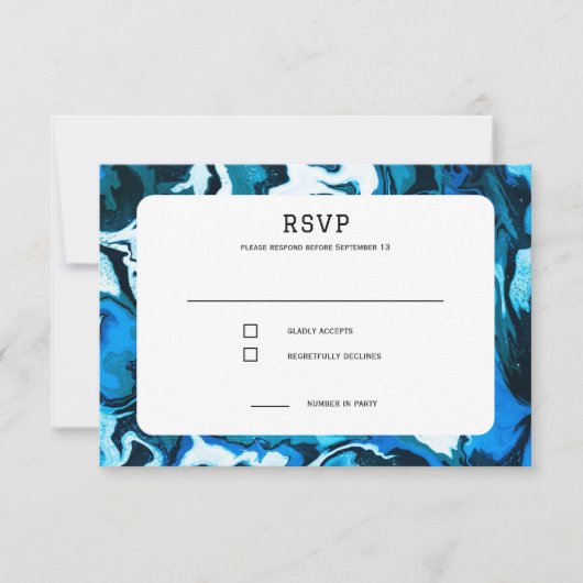 Blue Marble Star von David Custom Bar Bat Mitzvah RSVP Karte (Vorderseite)