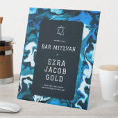 Blue Marble Star von David Custom Bar Bat Mitzvah Sockelschild (In Situ)