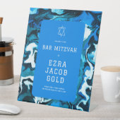 Blue Marble Star von David Custom Bar Bat Mitzvah Sockelschild (In Situ)