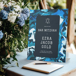 Blue Marble Star von David Custom Bar Bat Mitzvah Sockelschild